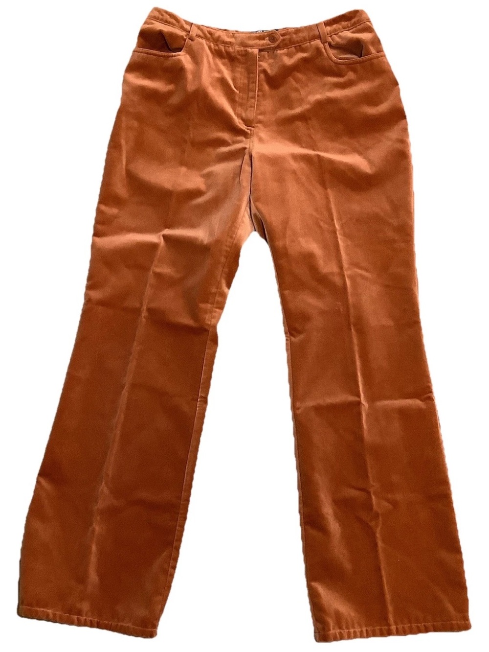 VTG 70’s Sara Jane Burnt Orange Velour High Waist True Mom Pants Wide Leg SZ 14